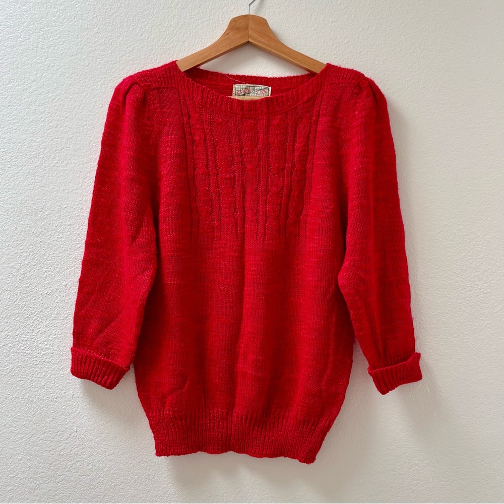 Vintage Red Cable Knit Sweater
